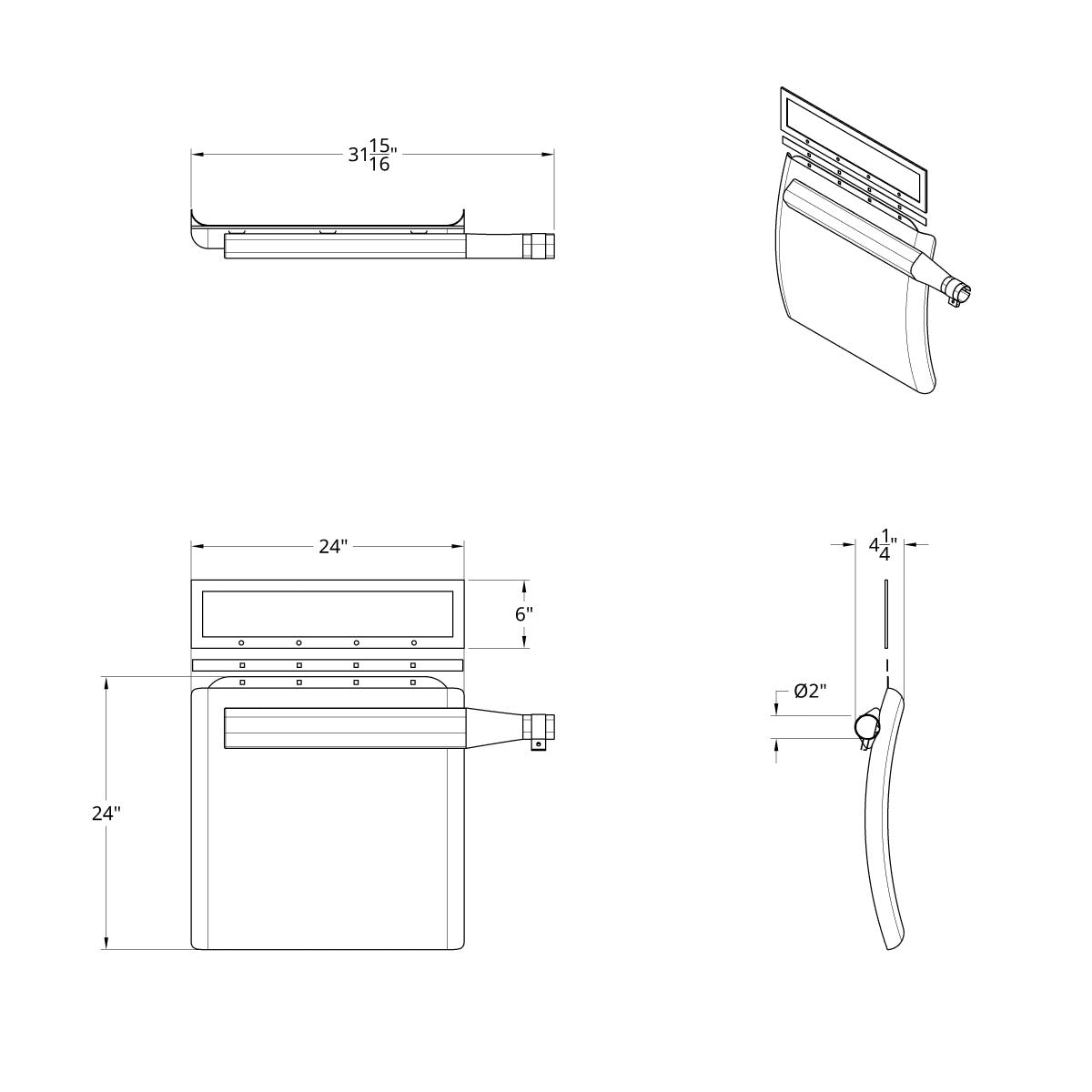 United Pacific 430 Stainless Steel 24" x 24" Quarter Fender Set with Triangle Mount Bracket