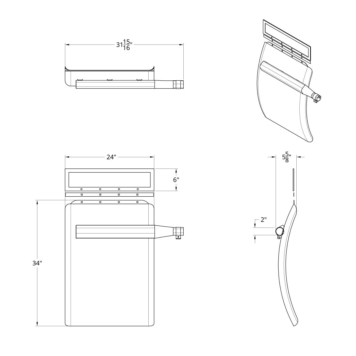 United Pacific 430 Stainless Steel 24" x 34" Quarter Fender Set with Triangle Mount Bracket