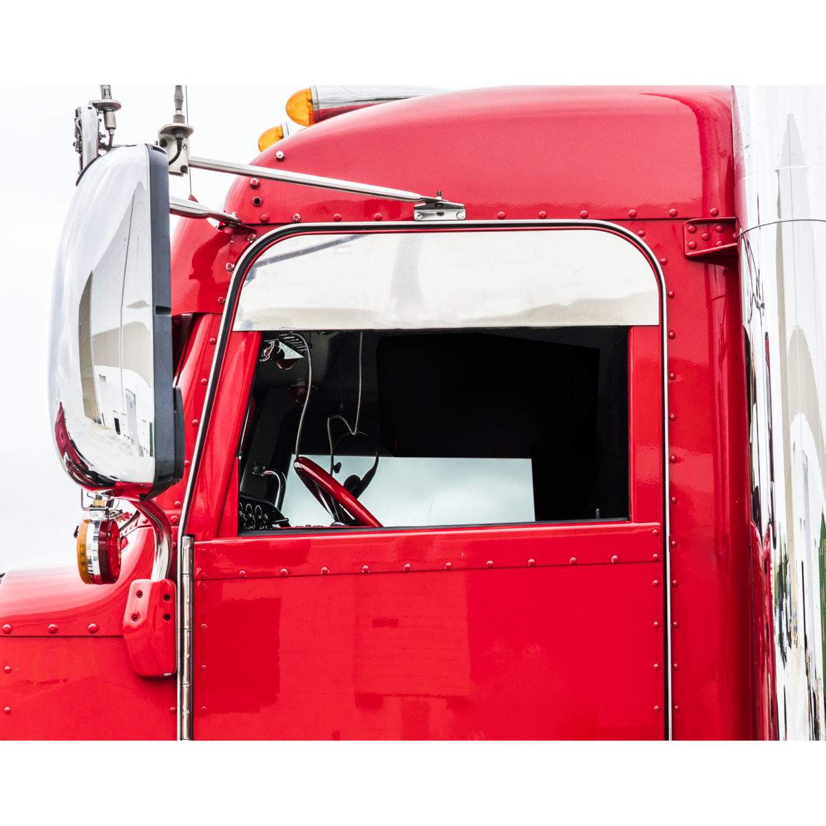 Pair of Peterbilt 379, 386, 389 2005 and Newer Stainless Steel 7" Chop Top Window Trim