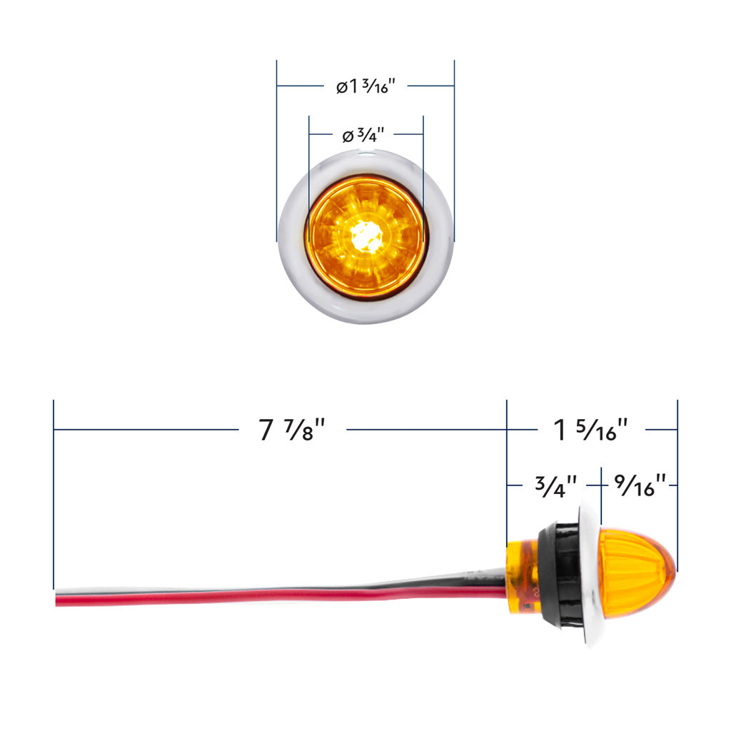 Amber 4 LED Dual Function Clearance and Marker 3/4" Mini Watermelon Light with Amber Lens