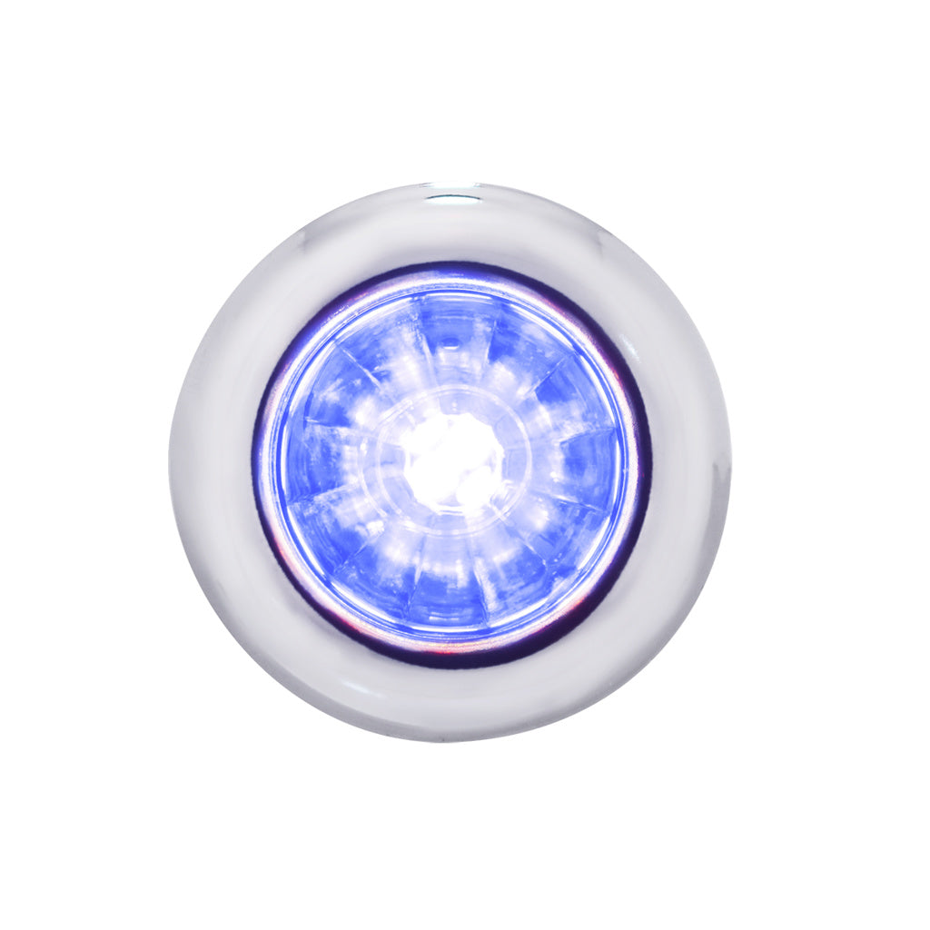 Blue 4 LED Dual Function Clearance and Marker 3/4" Mini Watermelon Light with Clear Lens