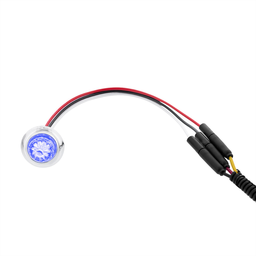Blue 4 LED Dual Function Clearance and Marker 3/4" Mini Watermelon Light with Clear Lens