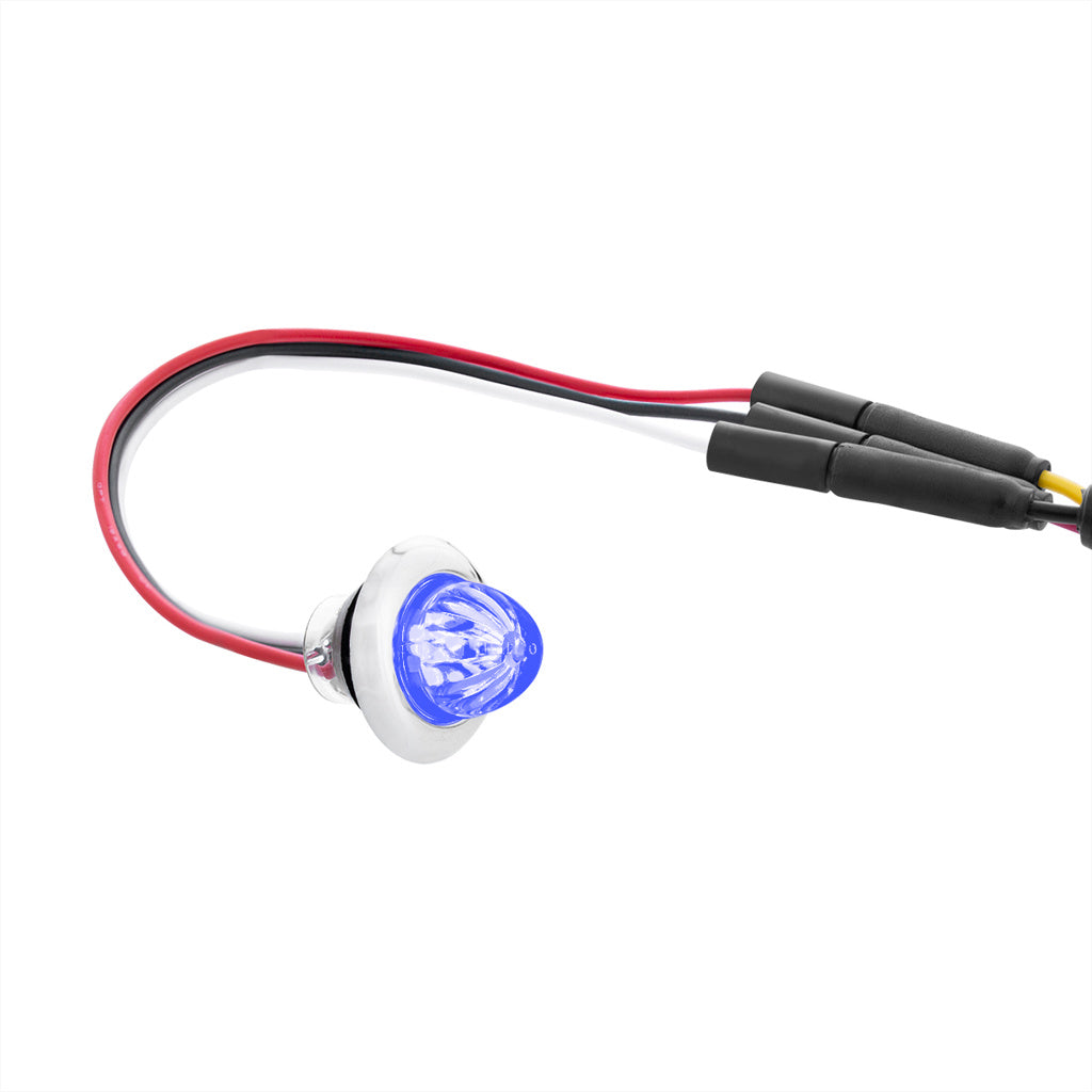 Blue 4 LED Dual Function Clearance and Marker 3/4" Mini Watermelon Light with Clear Lens