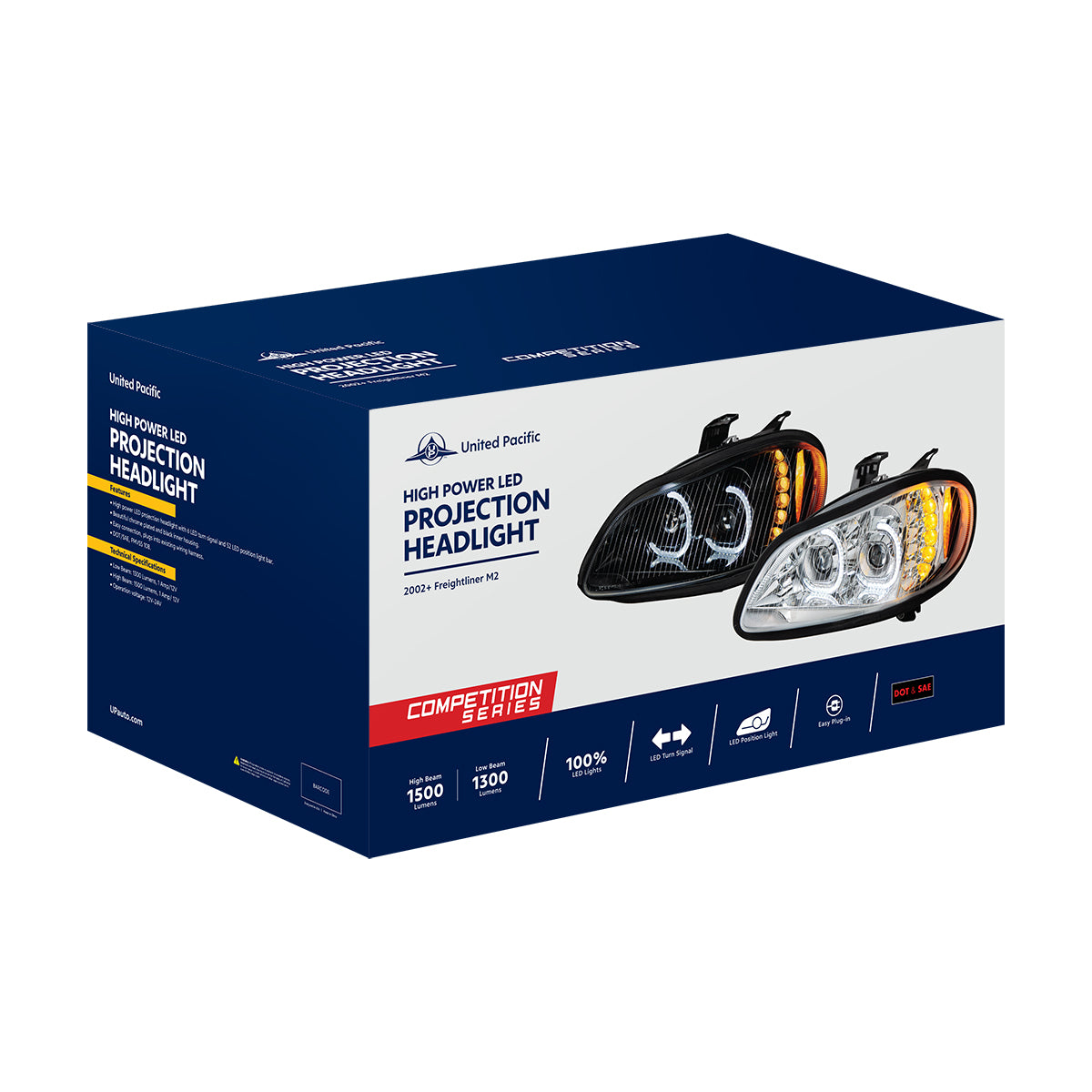 Freightliner M2 LED Projection Headlight with 6 LED Turn and 52 LED Position Light Bar