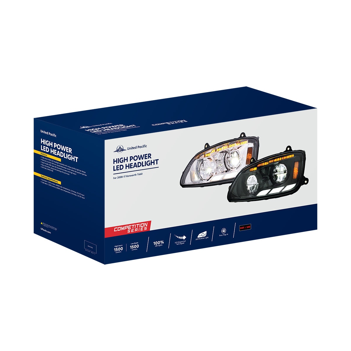 Kenworth T440, T470, T660 LED Headlight with 12 LED Sequential Turn and 81 LED Position Light