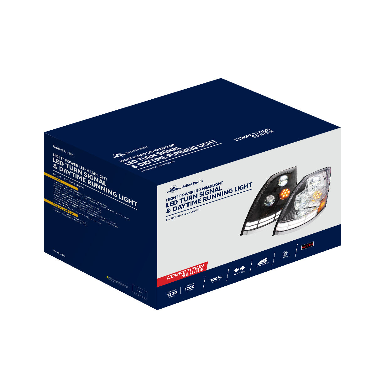 Volvo VN/VNL 2003-2017 LED Headlight with 7 LED Turn and 66 LED Dual Color Light Bar