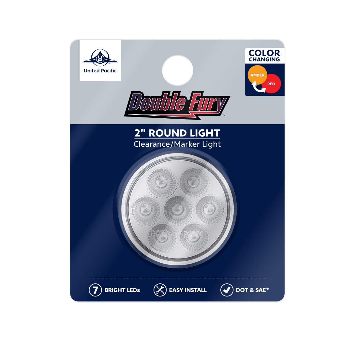 Double Fury Red Auxiliary to Amber Function 7 LED 2" Light