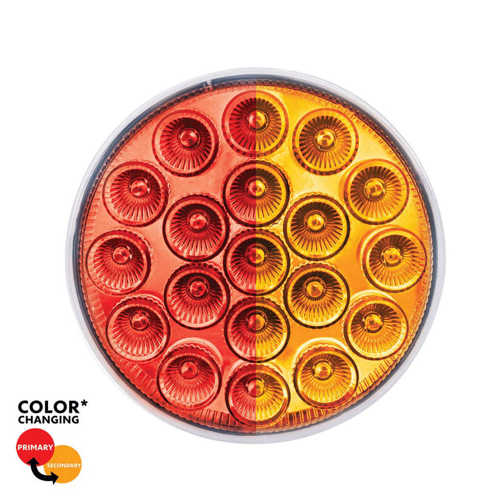 Double Fury Amber Auxiliary to Red Primary Dual Function 19 LED 4" Round Light
