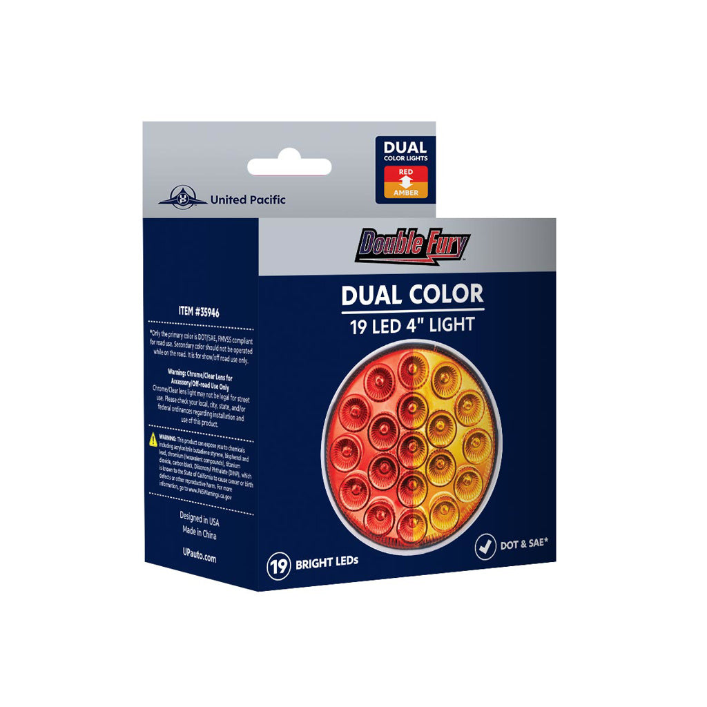 Double Fury Amber Auxiliary to Red Primary Dual Function 19 LED 4" Round Light