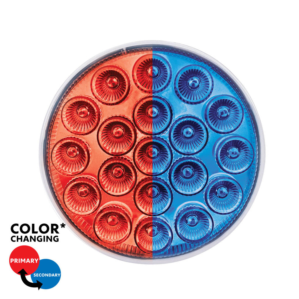 Blue Fury Green Auxiliary to Red Primary Dual Function 19 LED 4" Round Light