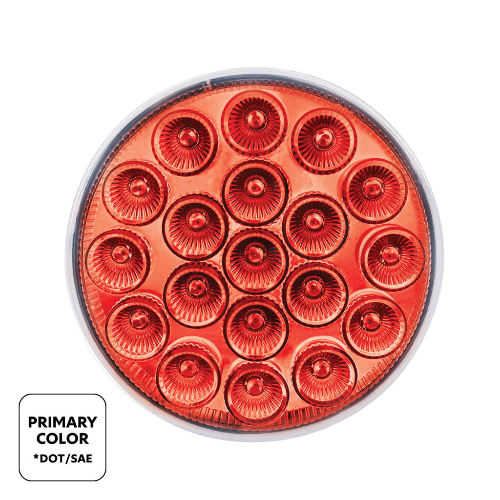 Double Fury Amber Auxiliary to Red Primary Dual Function 19 LED 4" Round Light