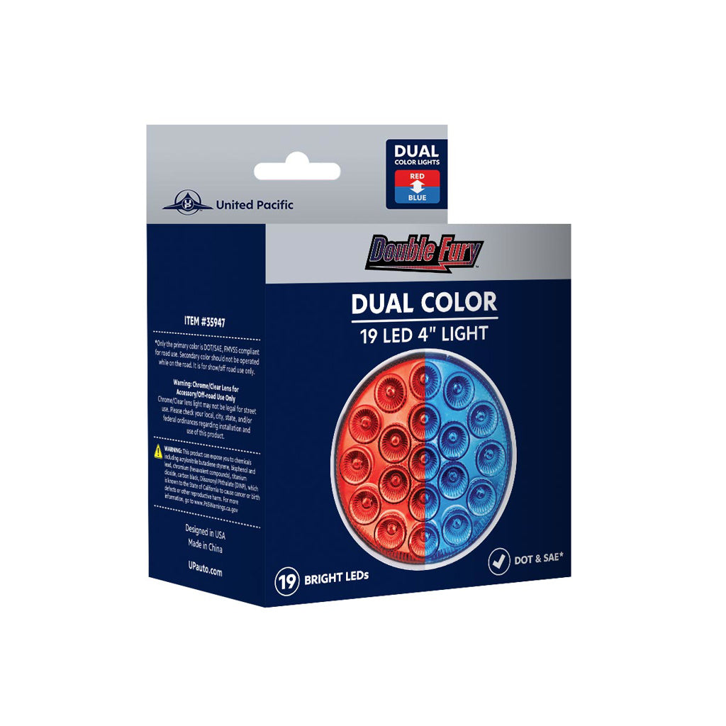 Blue Fury Green Auxiliary to Red Primary Dual Function 19 LED 4" Round Light