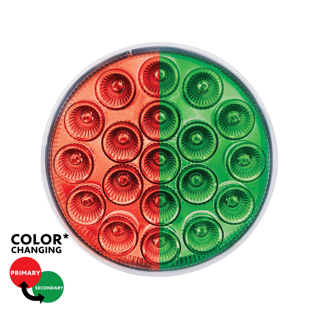 Double Fury Green Auxiliary to Red Primary Dual Function 19 LED 4" Round Light