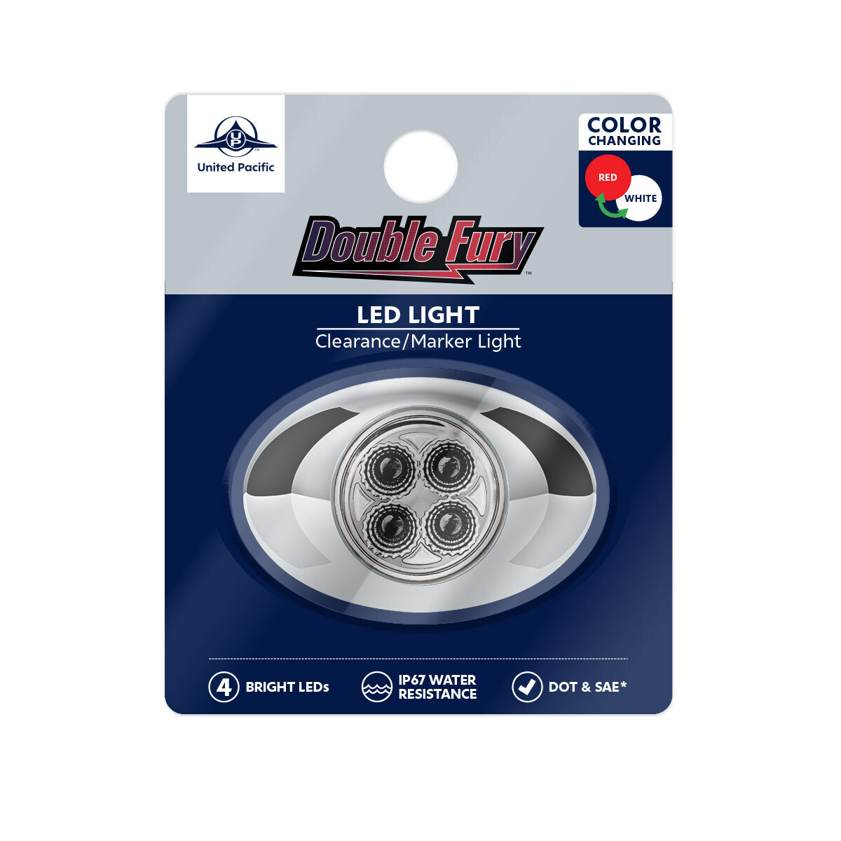Double Fury White Auxiliary to Red Primary Function 4 LED P3 Style Round Light with Chrome Bezel