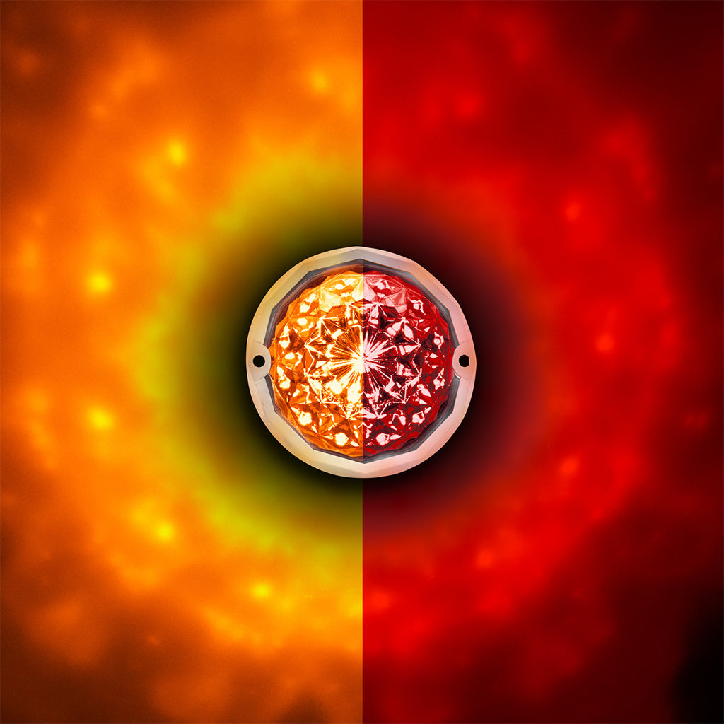 United Pacific Double Fury Red Auxiliary to Amber Primary Function 19 LED Crystal Watermelon Light