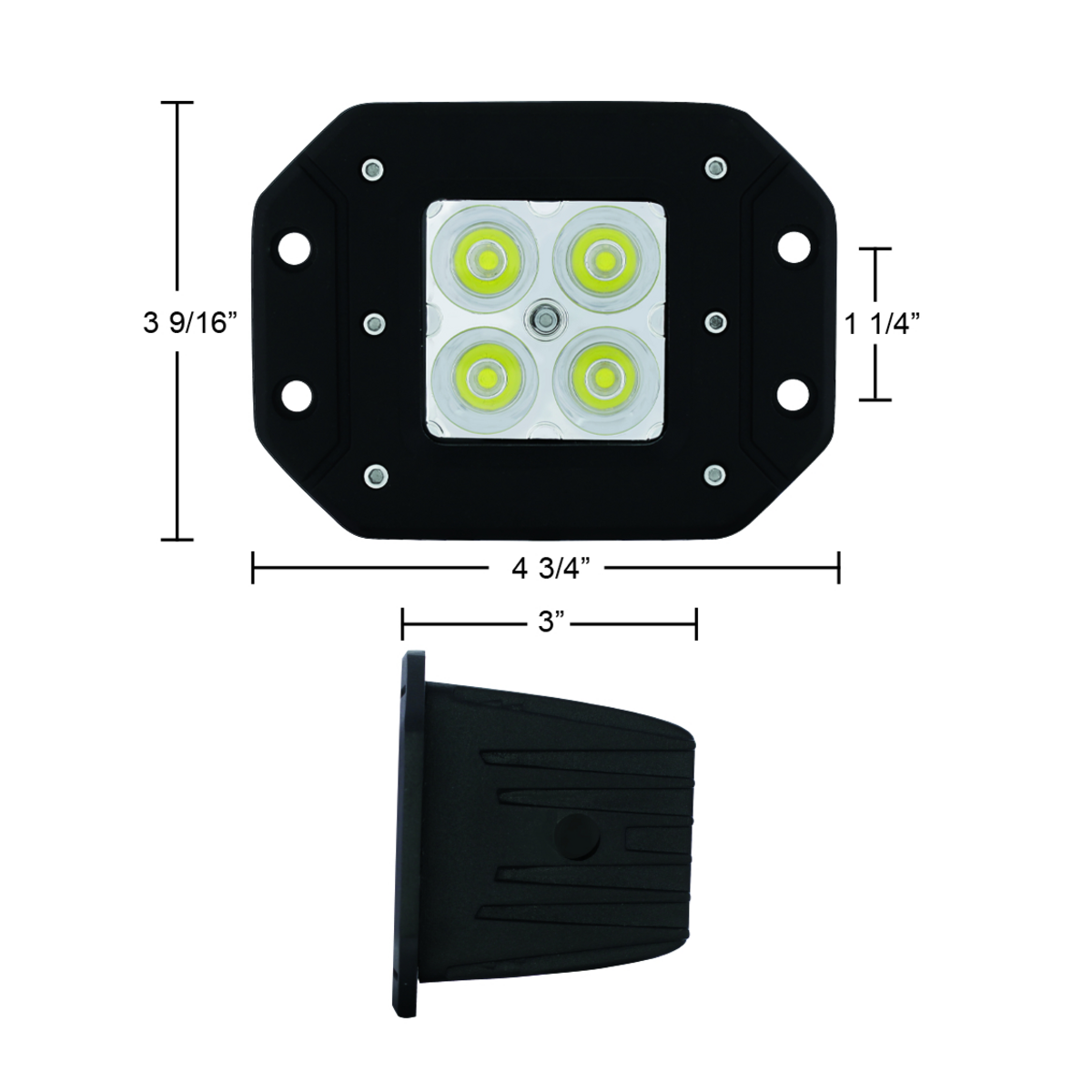 4 High Power LED Square Flange Mount Spot Work Light