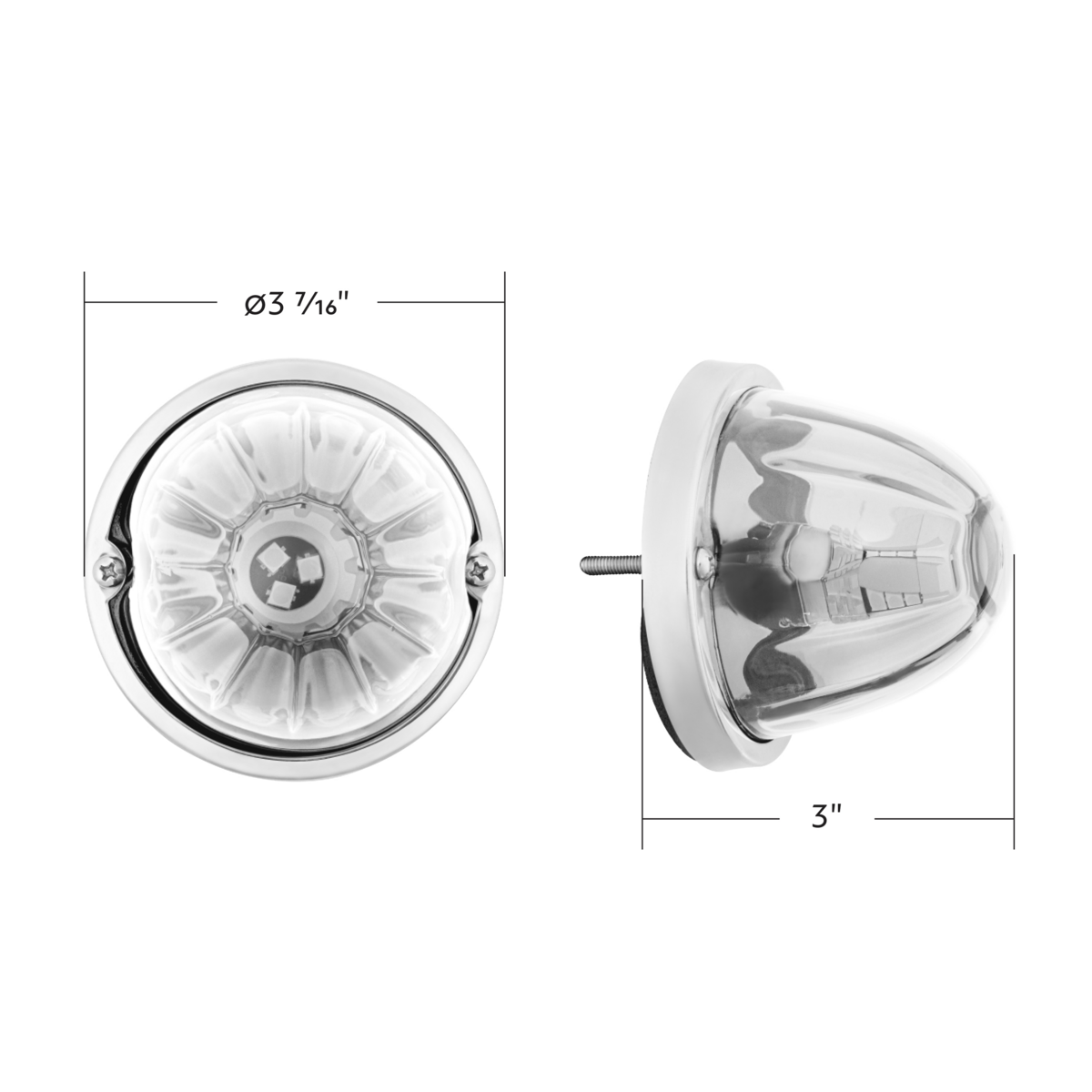 UltraBurst Glass Lens Amber to Blue Double Fury 18 LED 360 Degree 1157 LED Bulb Watermelon Light Flush Mount