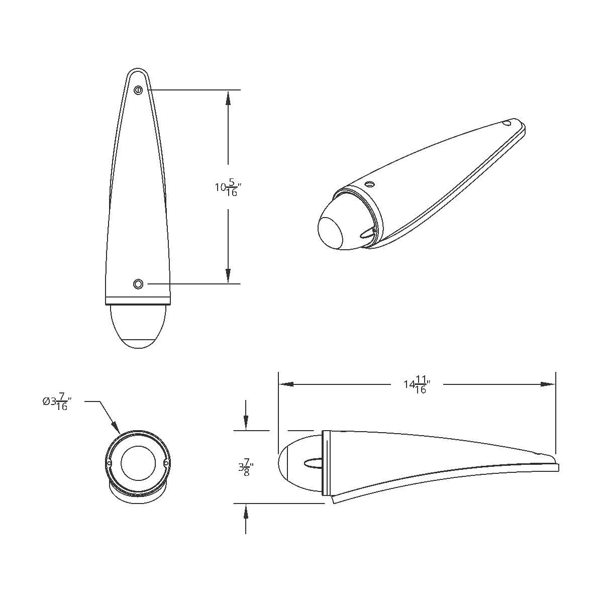 Chrome Plastic Cab Light with 17 LED Amber Beehive Light