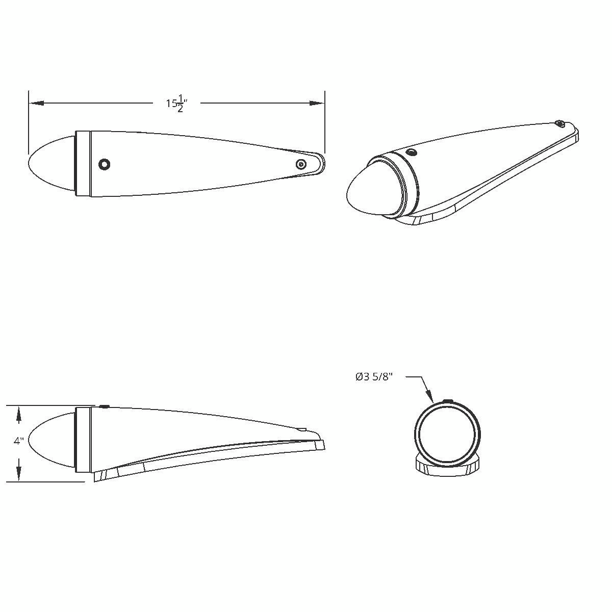 Chrome Plastic Cab Light with 13 LED Amber Truck-Lite Style Watermelon Light