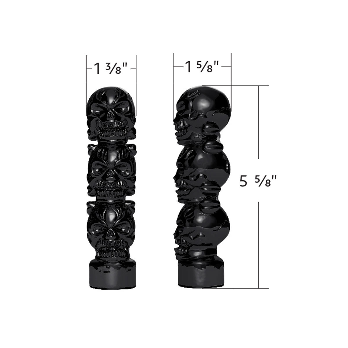 Colored 1/2"-13 Thread-On 3 Skull Gearshift Knob