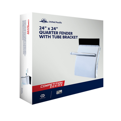United Pacific 430 Stainless Steel 24" x 24" Competition Series Quarter Fender Set with Tube Mount Bracket