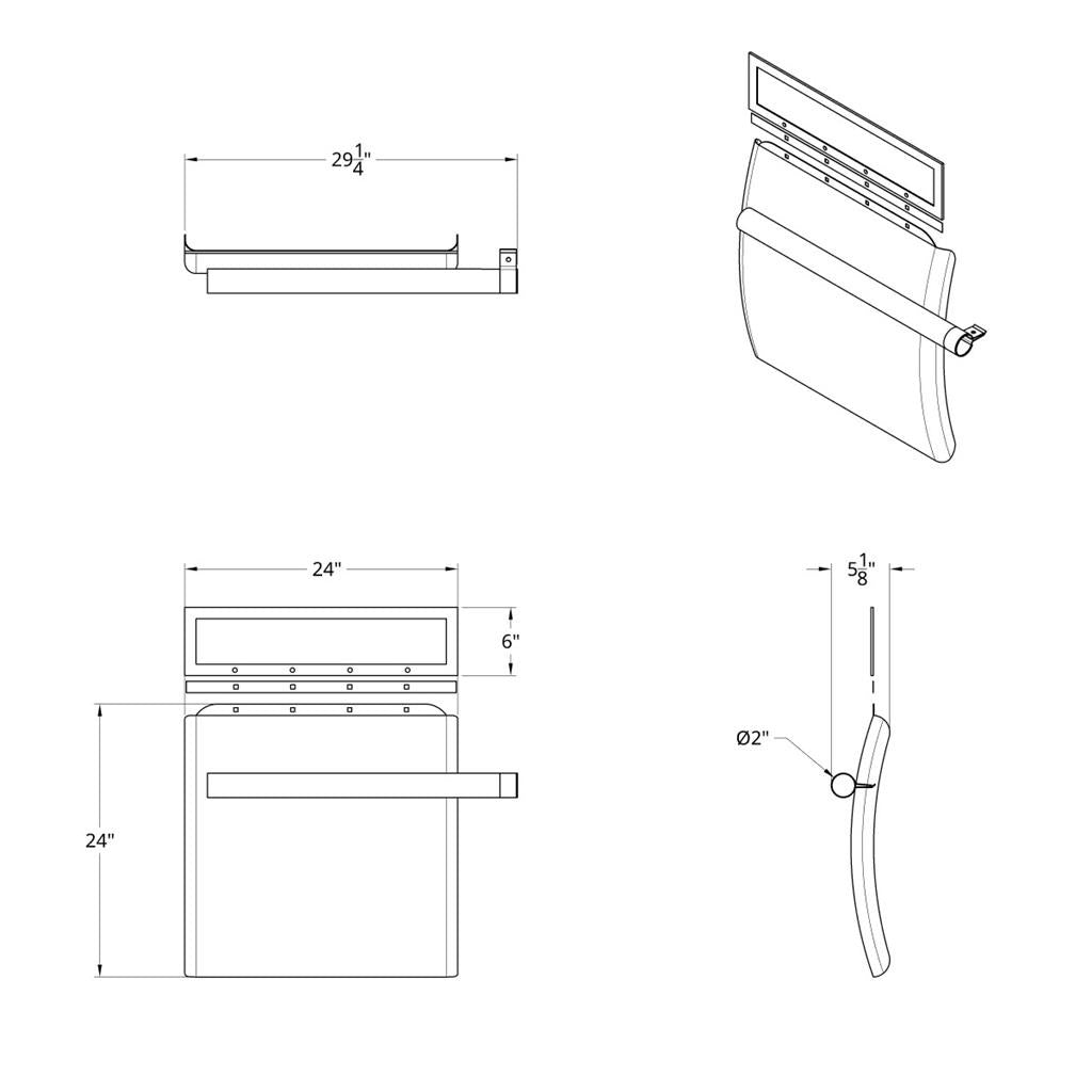 United Pacific 430 Stainless Steel 24" x 24" Competition Series Quarter Fender Set with Tube Mount Bracket