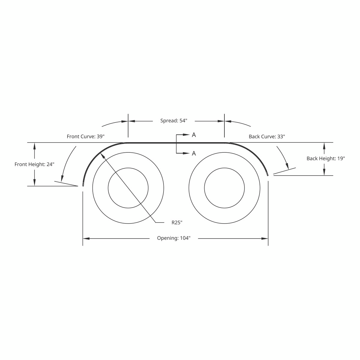 United Pacific 430 Stainless Steel Ribbed 126" Full Fender