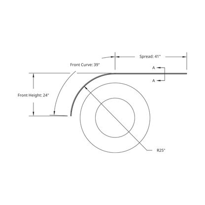 United Pacific 430 Stainless Steel Ribbed 80" Half Fender