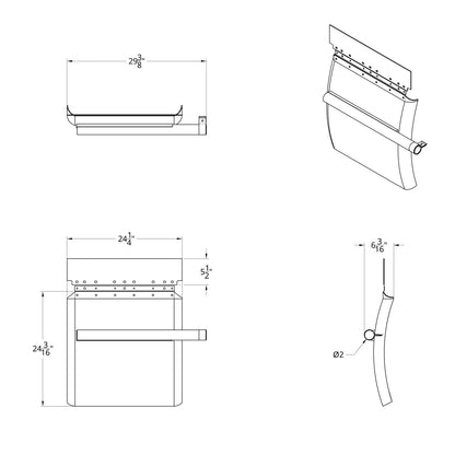 United Pacific Heavy Duty Black Poly 24" x 24" Competition Series Quarter Fender Set with Tube Mount Bracket