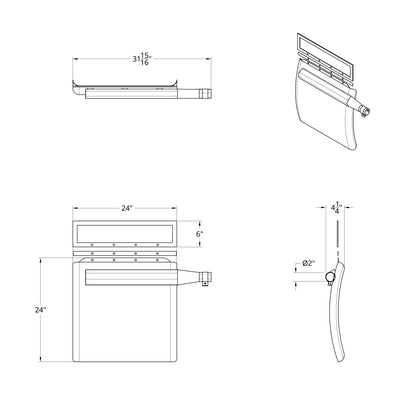 United Pacific 430 Stainless Steel 24" x 24" Quarter Fender Set with Triangle Mount Bracket