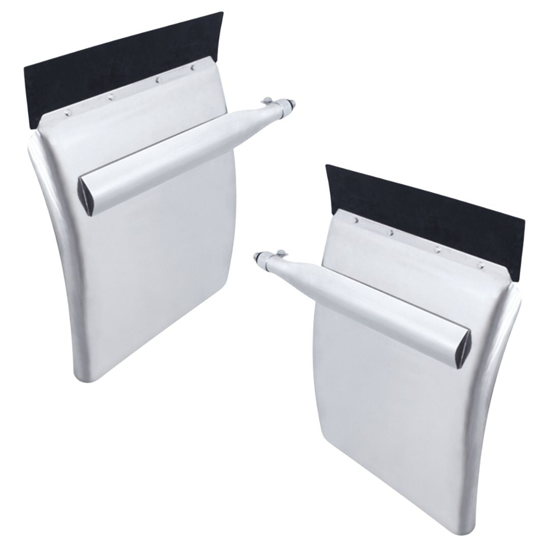 United Pacific 430 Stainless Steel 24" x 27" Quarter Fender Set with Triangle Mount Bracket