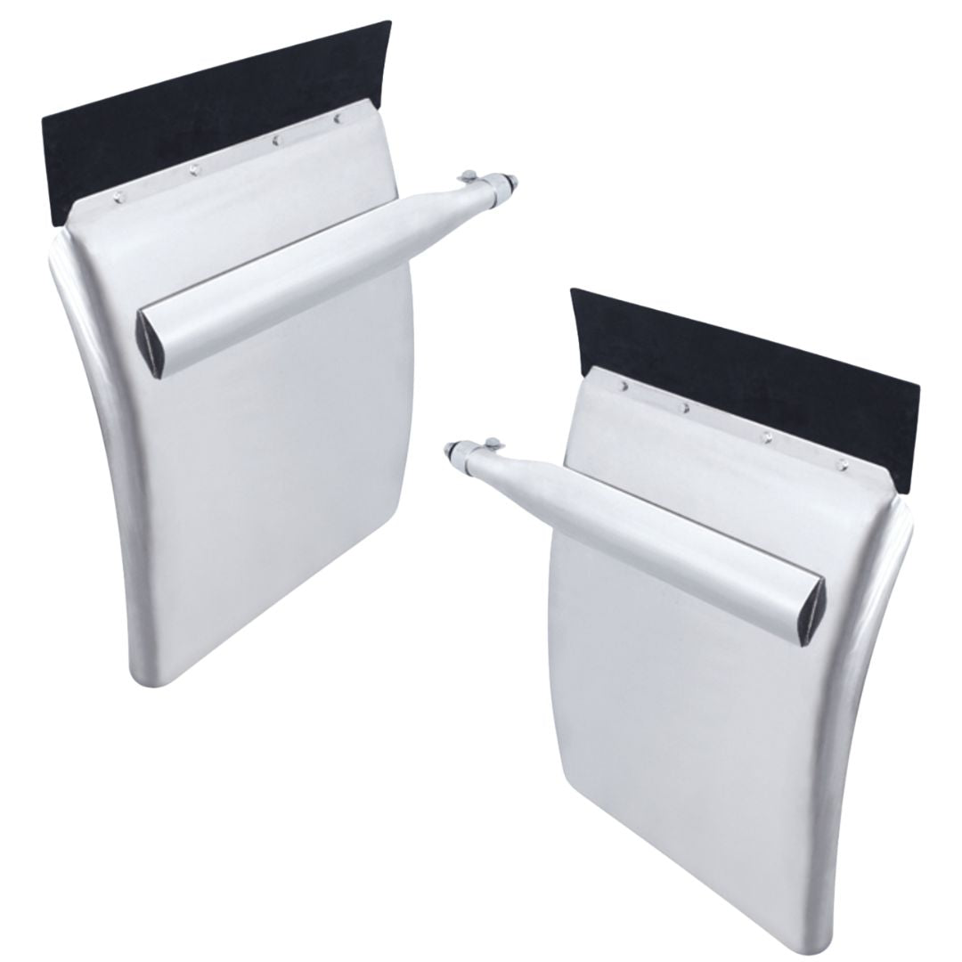 United Pacific 430 Stainless Steel 24" x 29" Quarter Fender Set with Triangle Mount Bracket
