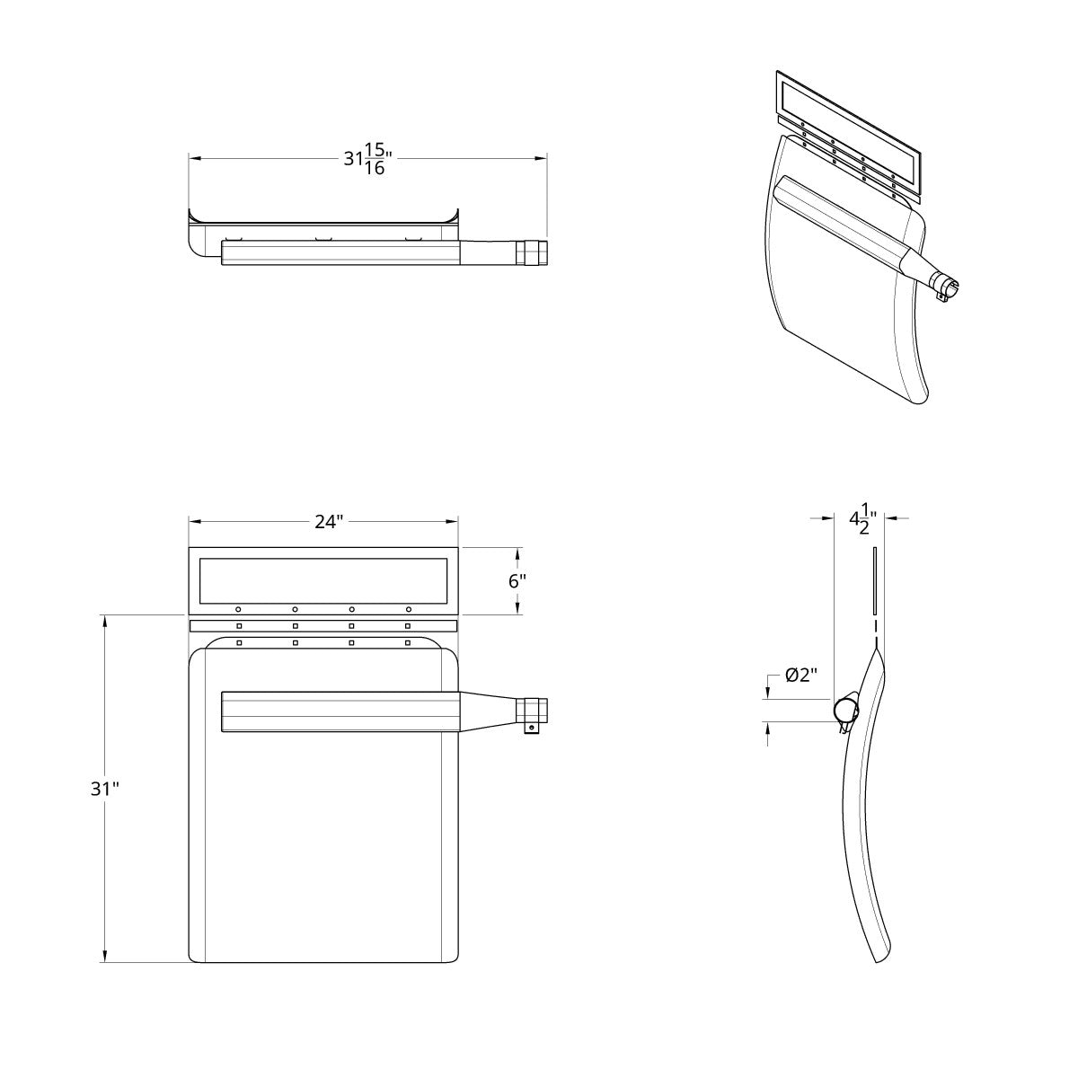 United Pacific 430 Stainless Steel 24" x 29" Quarter Fender Set with Triangle Mount Bracket