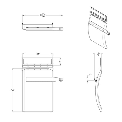 United Pacific 430 Stainless Steel 24" x 34" Quarter Fender Set with Triangle Mount Bracket