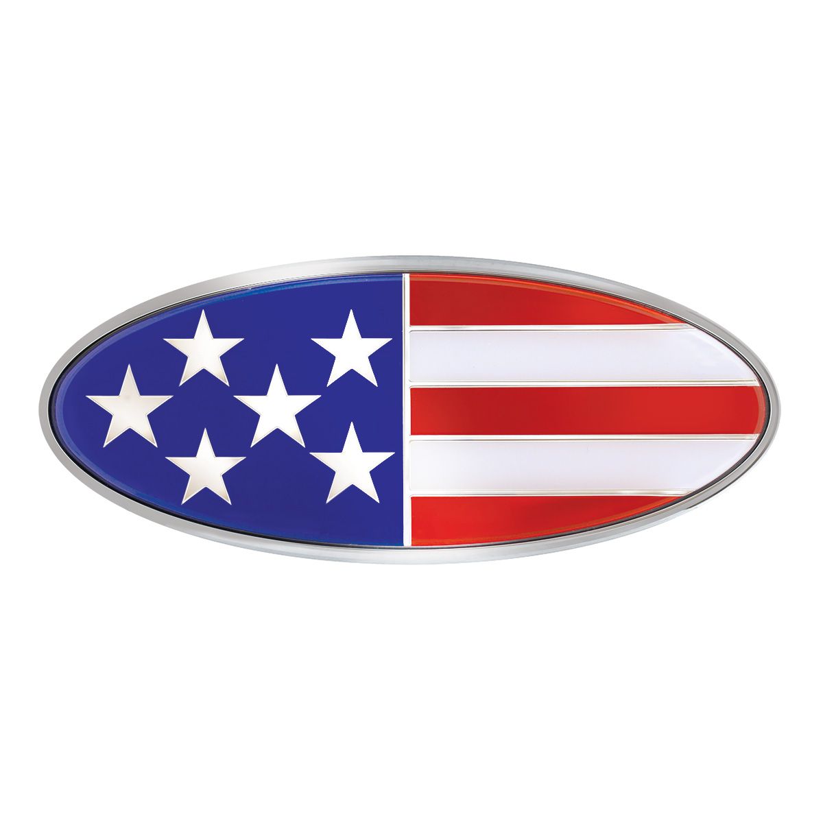 Peterbilt Logo Shape Chrome Die Cast USA Flag Emblem