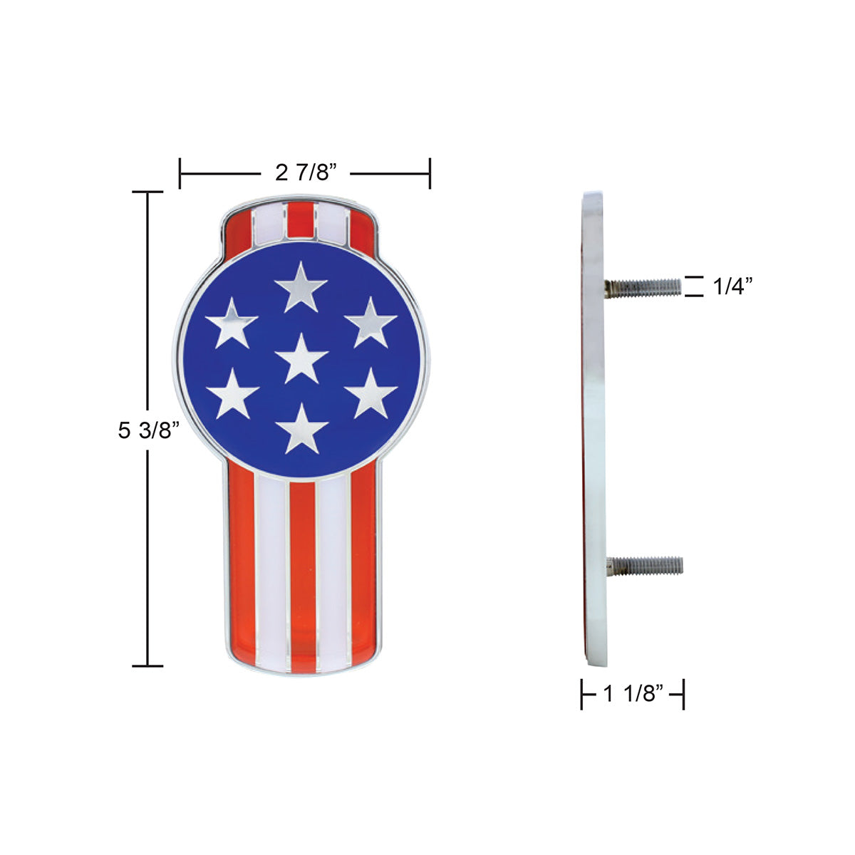 Kenworth Logo Shape Chrome Die Cast USA Flag Emblem for Kenworth T680 and T880