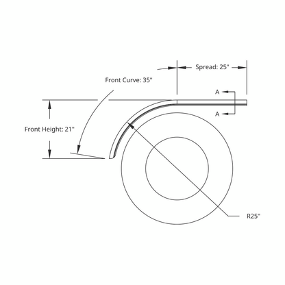 United Pacific 430 Stainless Steel Stamped Edge Smooth 60" Half Fender