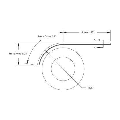 United Pacific 430 Stainless Steel Stamped Edge Smooth 80" Half Fender