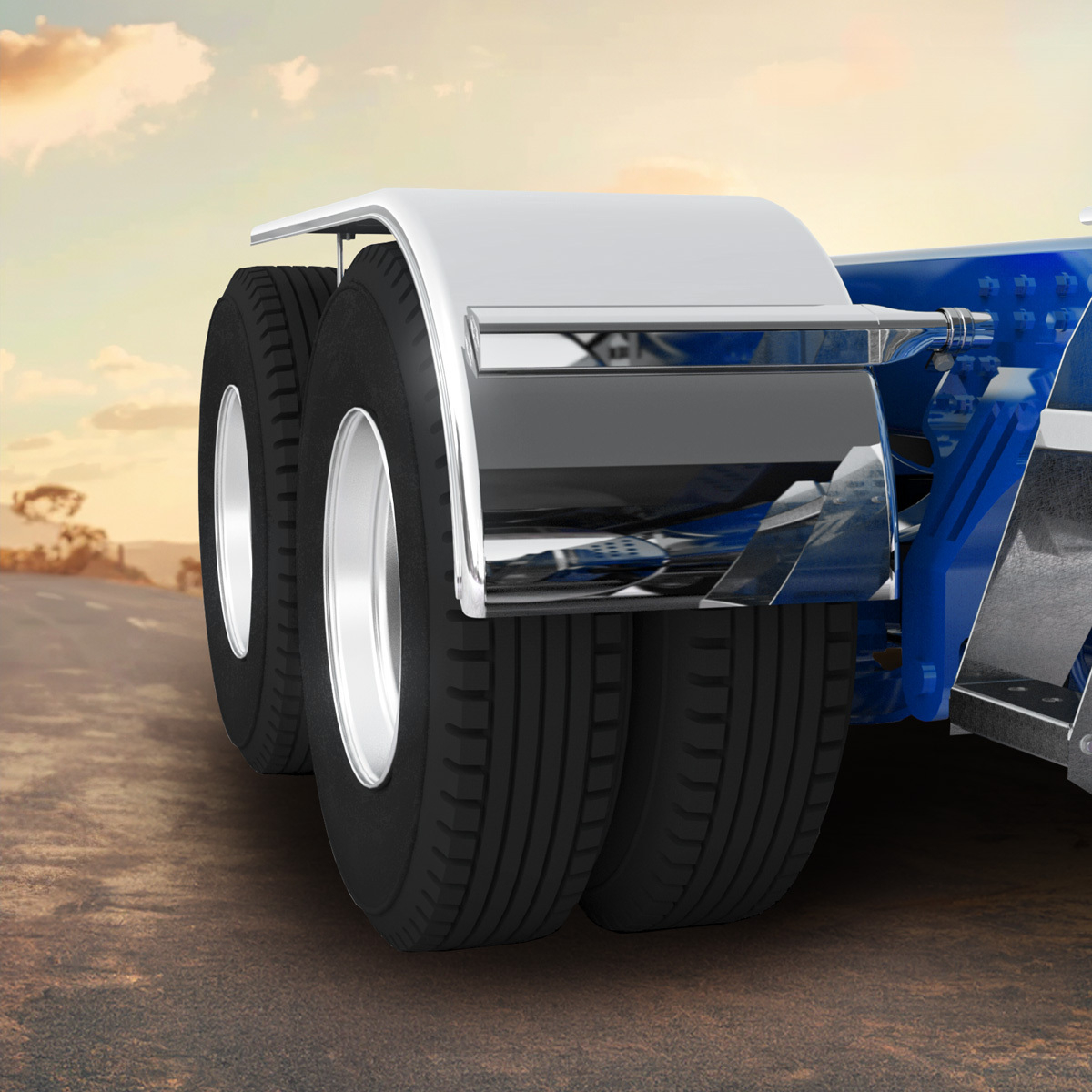 United Pacific 430 Stainless Steel Stamped Edge Smooth 80" Half Fender
