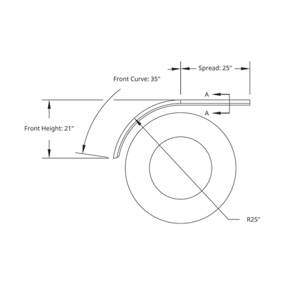United Pacific 430 Stainless Steel Roll Formed Edge Smooth 60" Half Fender