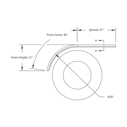 United Pacific 430 Stainless Steel Roll Formed Edge Smooth 66" Half Fender