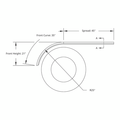 United Pacific 430 Stainless Steel Roll Formed Edge Smooth 80" Half Fender