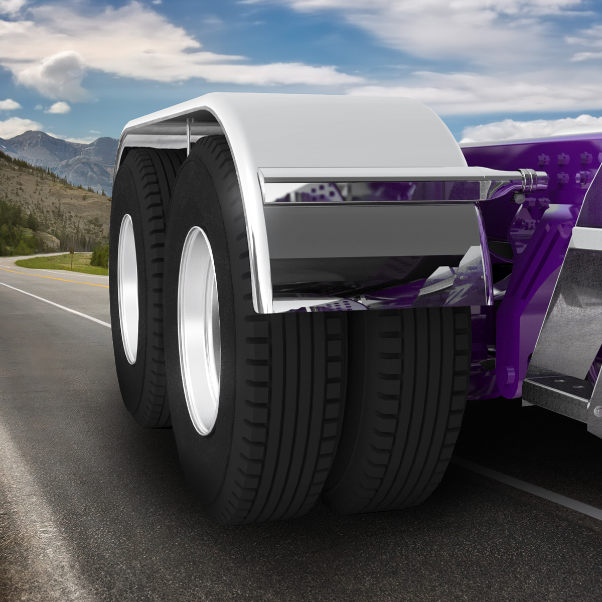 United Pacific 430 Stainless Steel Roll Formed Edge Smooth 120" Full Fender with 54" Fender Spread