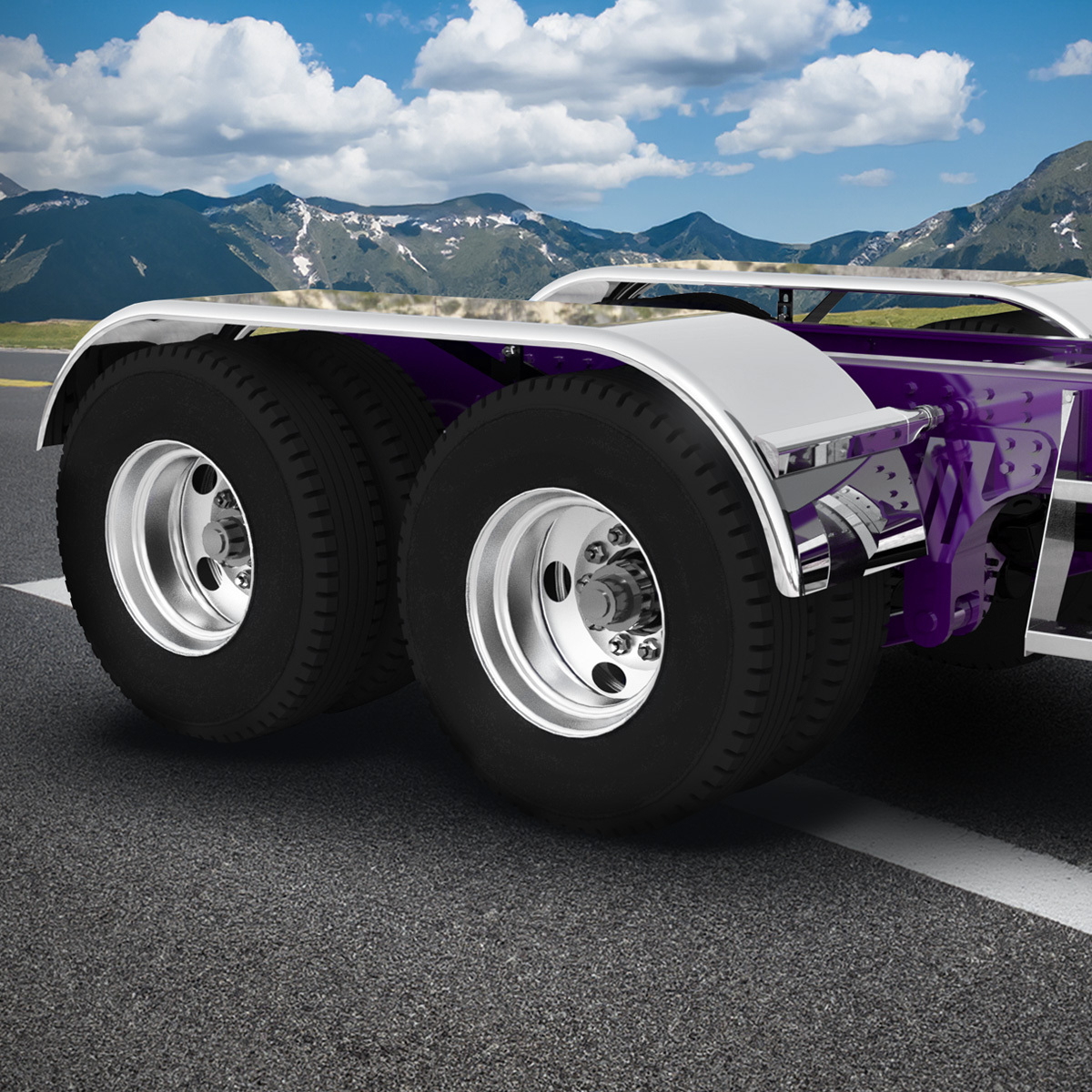 United Pacific 430 Stainless Steel Roll Formed Edge Smooth 120" Full Fender with 60" Fender Spread