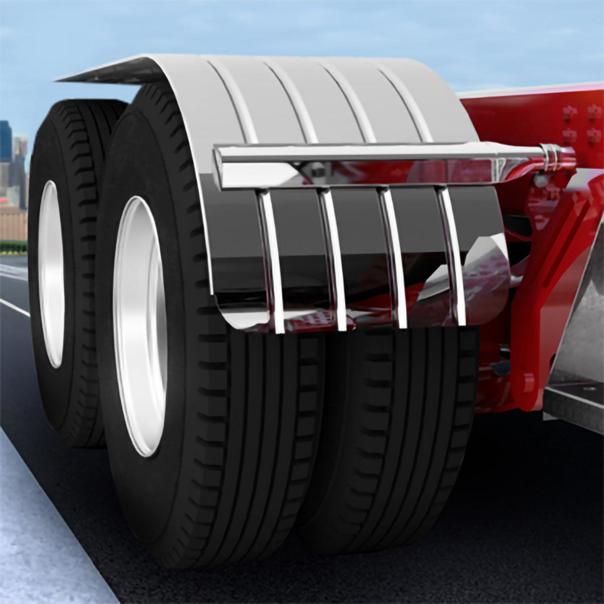 United Pacific 430 Stainless Steel Ribbed 60" Half Fender with 21 5/16" Drop