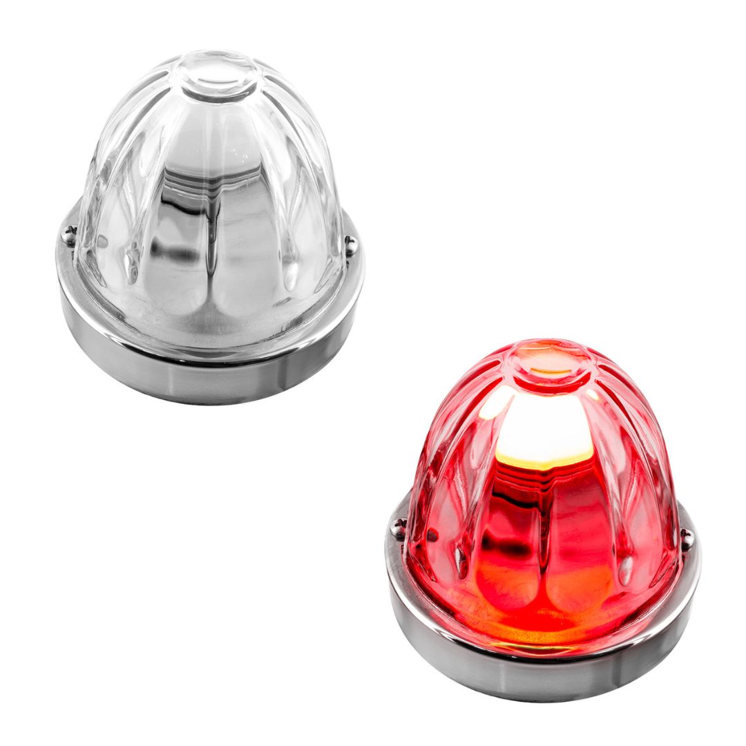 Clear Glass Lens Red Dual Function 1157 LED Bulb Watermelon Flush Mount Light