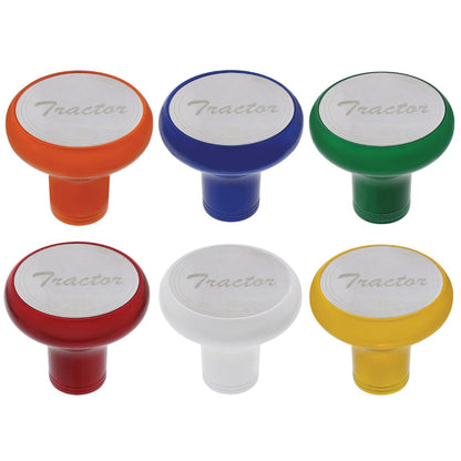 Deluxe Aluminum Screw-On Air Valve Knob with Stainless Tractor Plaque
