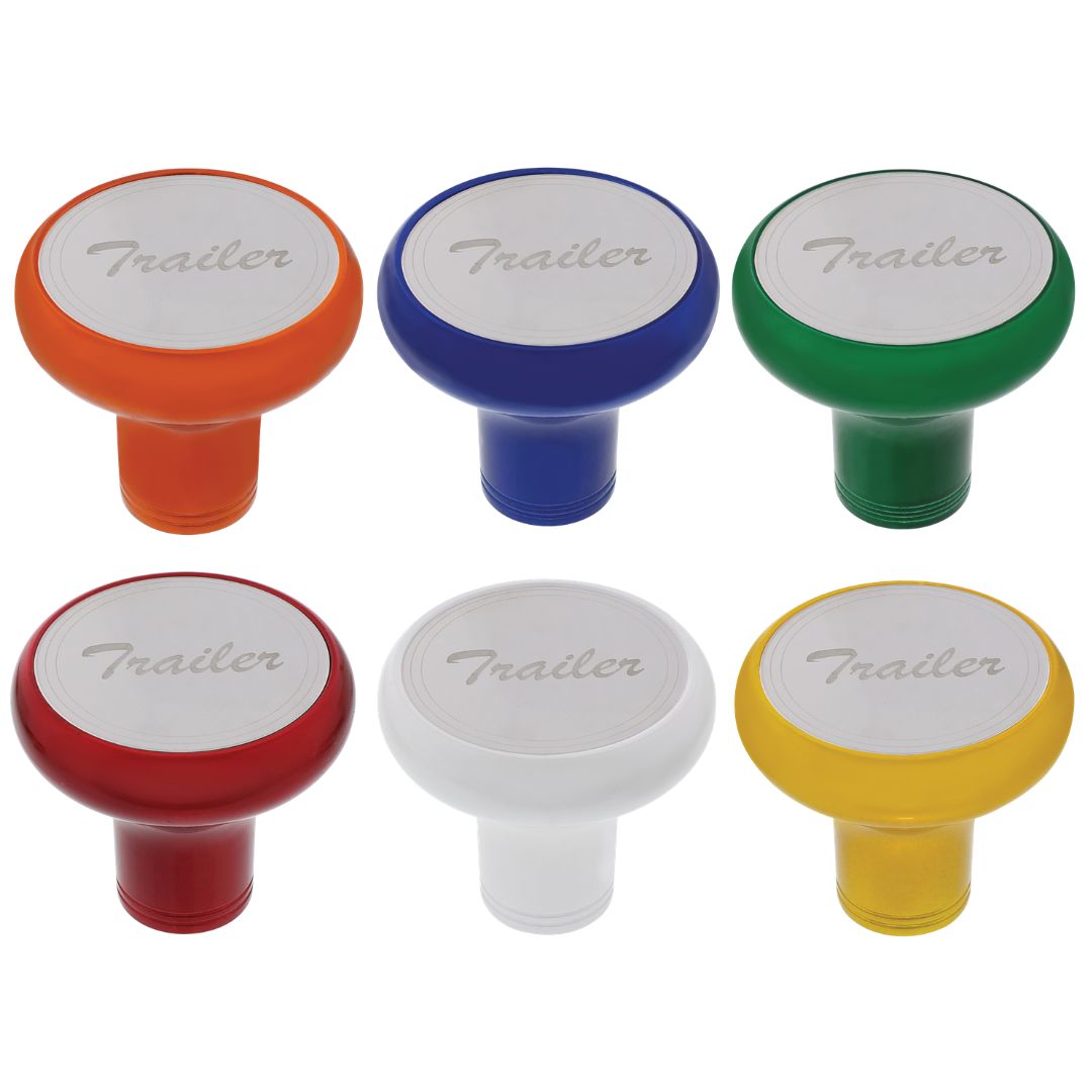 Deluxe Aluminum Screw-On Air Valve Knob with Stainless Trailer Plaque