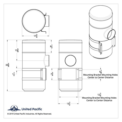 Peterbilt 15" Stainless Steel Vortox Style Air Cleaner Housing with Brackets