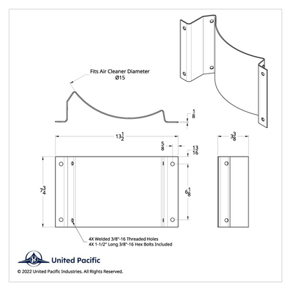 Peterbilt 15" Stainless Steel Air Cleaner Mounting Plate